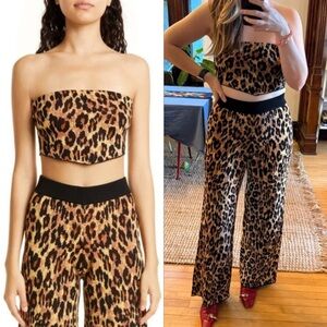 NWT STAUD Shane Leopard Print Scarf Top Multicolor Bandana Style Jacquard Knit